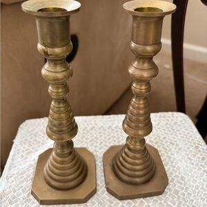 Vintage Elegant Brass Candlestick Holders